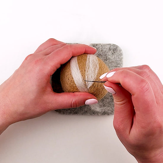 Step-by-step Sourdough needle felting tutorial from Feltie Kits, showing how to add the scoring.